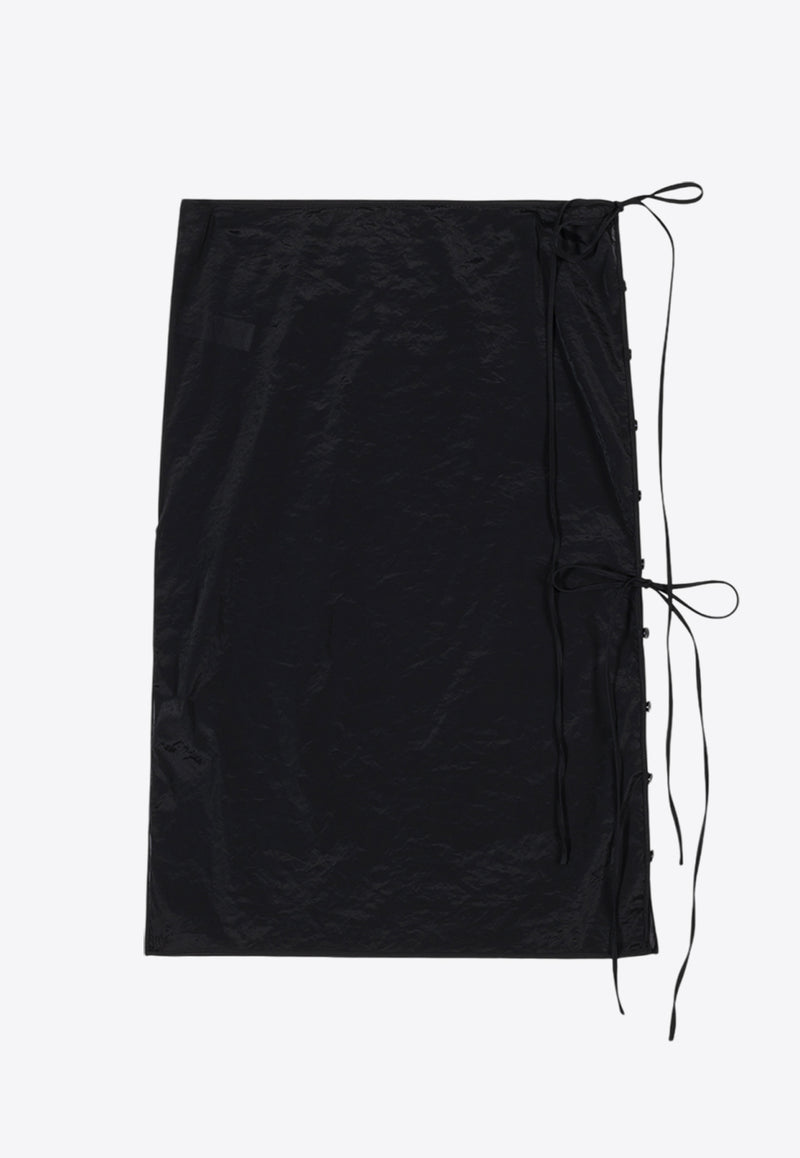 LOW CLASSIC See-Through Button Loop Midi Skirt Black LW251SK07BK_BLACK