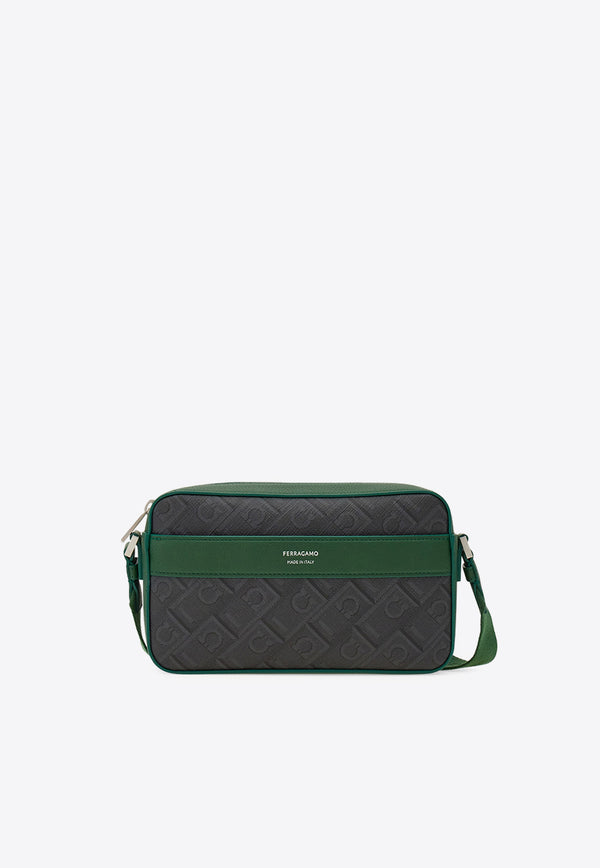 Ferragamo Gancini Monogram Jacquard Messenger Bag Black 241658 ALL OVER 779692 NERO GRI