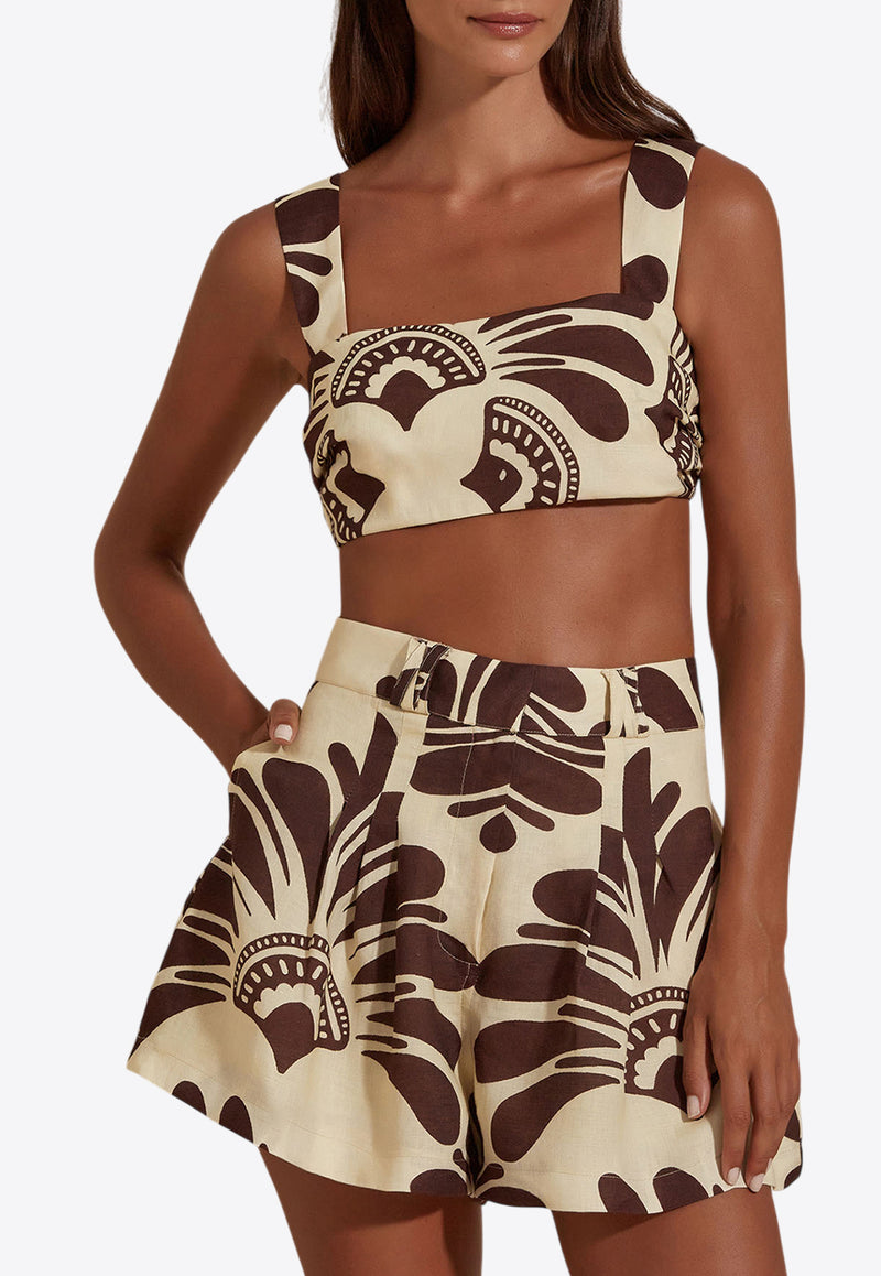 Dahlia Bianca Nova Printed Cropped Top White DHB10107157-104_PRINTED