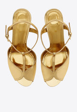 Ferragamo Ely 70 Laminated Leather Sandals 01J585 ELY 70 779977 GOLD LUX 11 Gold