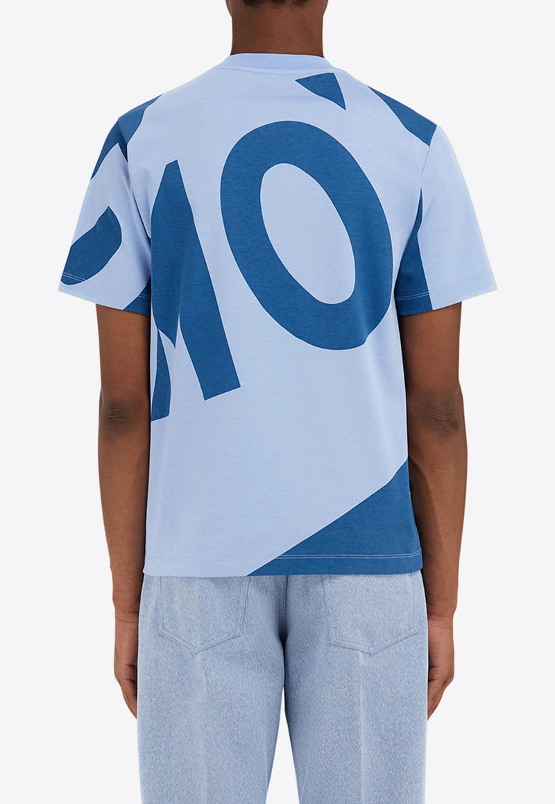 Ferragamo Graphic Print Short-Sleeved T-shirt 122423 H 781244 OXFORDBLUE/TEALBLUE Blue