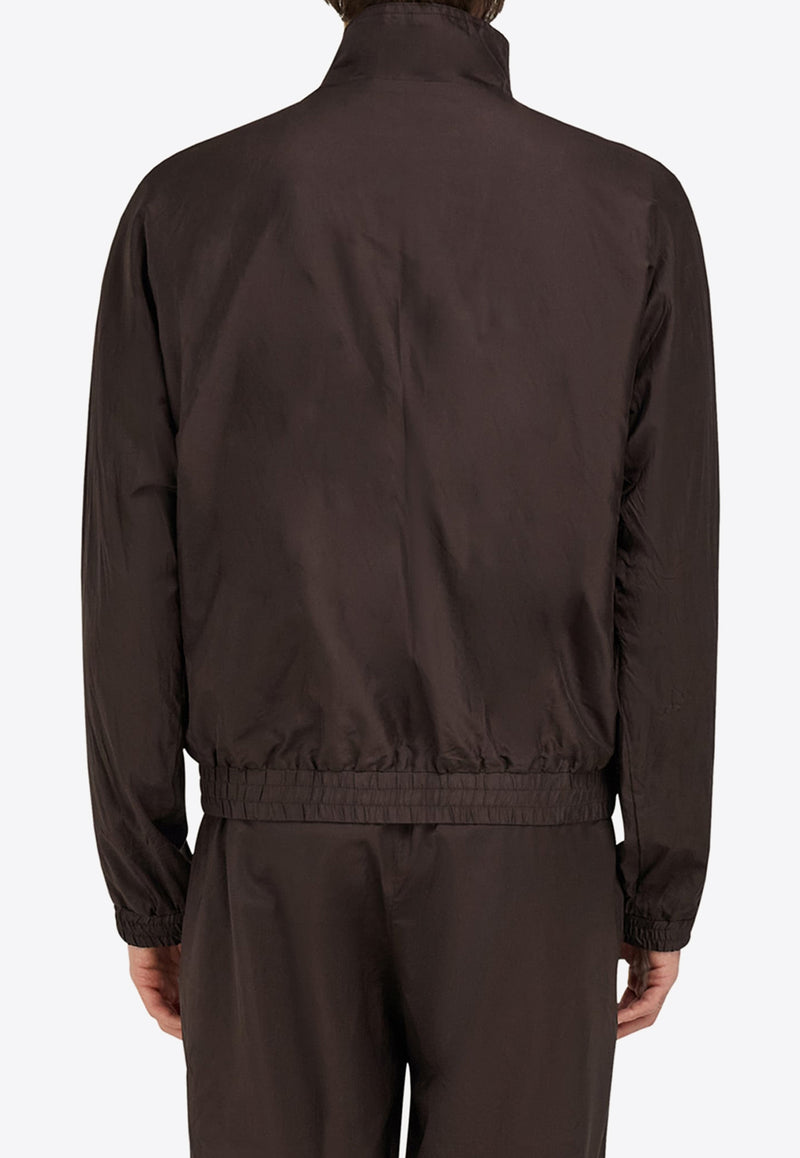 Ferragamo Logo Patch Zip-Up Jacket Brown 144447 B 782926 DARK EXPRESSO