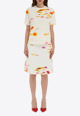 Ferragamo Blossom Print Short-Sleeved T-shirt 112994 H 781284 MASCARP/NEWRED/CHERPINK Multicolor