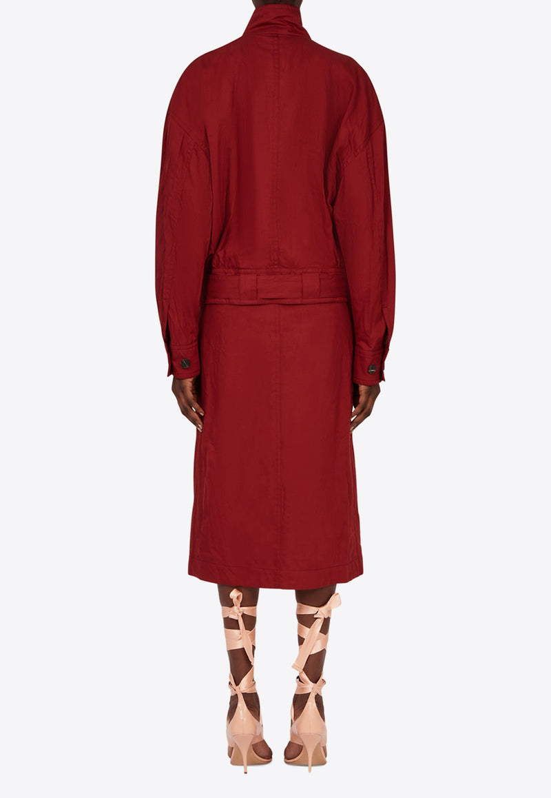 Ferragamo Duster Convertible Coat 13G734 K 782563 COLLEGE RED Red