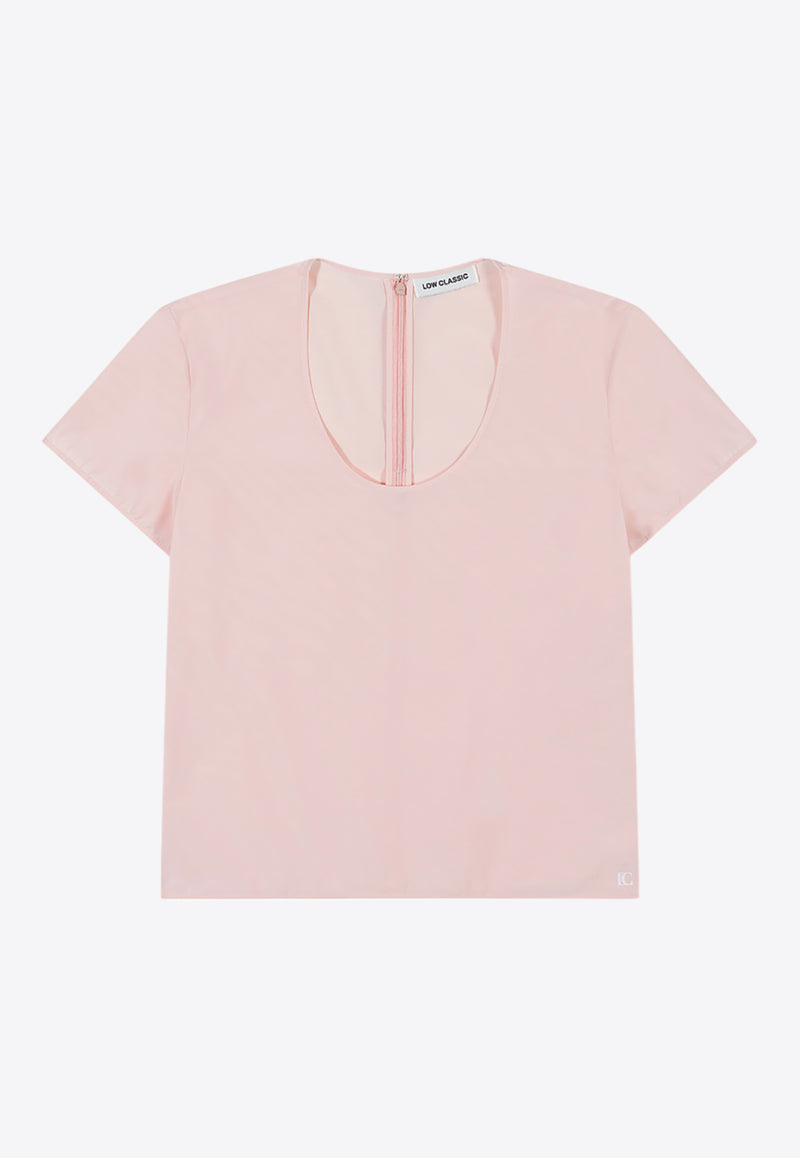 LOW CLASSIC U-neck Logo Blouse Pink LW251BL04LP_BABY PINK