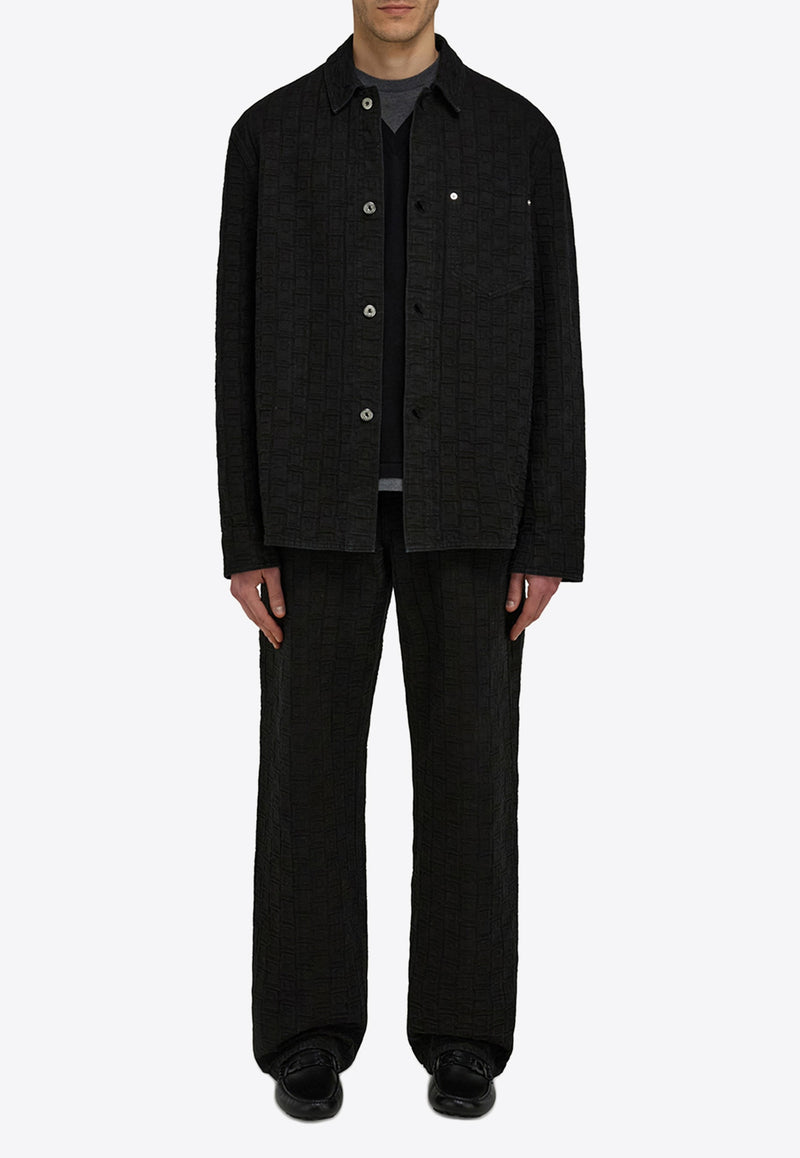 Ferragamo Monogram Jacquard Button-Up Overshirt Black 144436 C 782879 PPT