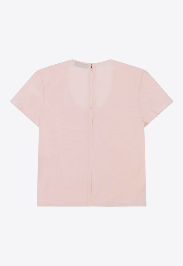 LOW CLASSIC U-neck Logo Blouse Pink LW251BL04LP_BABY PINK