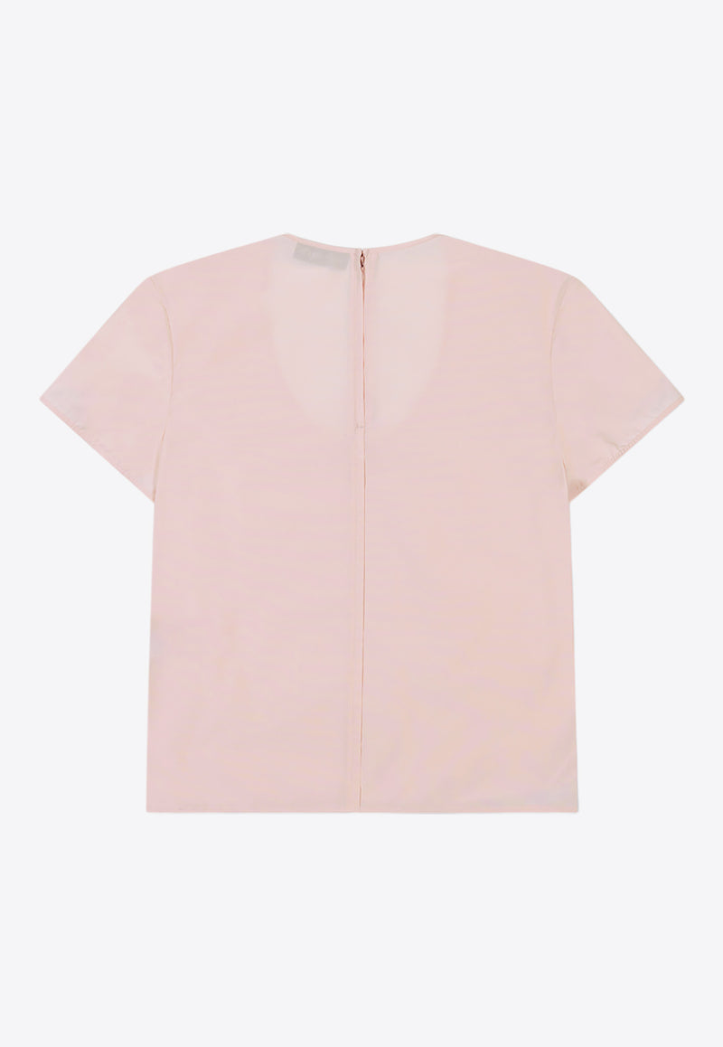 LOW CLASSIC U-neck Logo Blouse Pink LW251BL04LP_BABY PINK