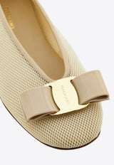 Ferragamo Vanna Vara Bow Ballet Flats 01J965 VANNA MESH 782205 STONE Beige