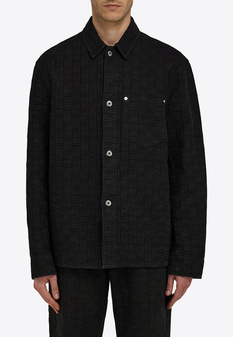 Ferragamo Monogram Jacquard Button-Up Overshirt Black 144436 C 782879 PPT