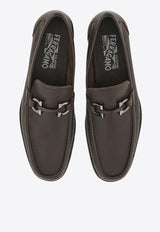Ferragamo Grandioso Gancini Leather Loafers 029392 GRANDIOSO 642847 HICKORY Brown