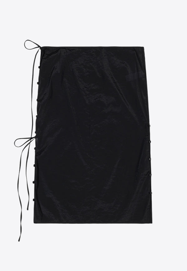 LOW CLASSIC See-Through Button Loop Midi Skirt Black LW251SK07BK_BLACK