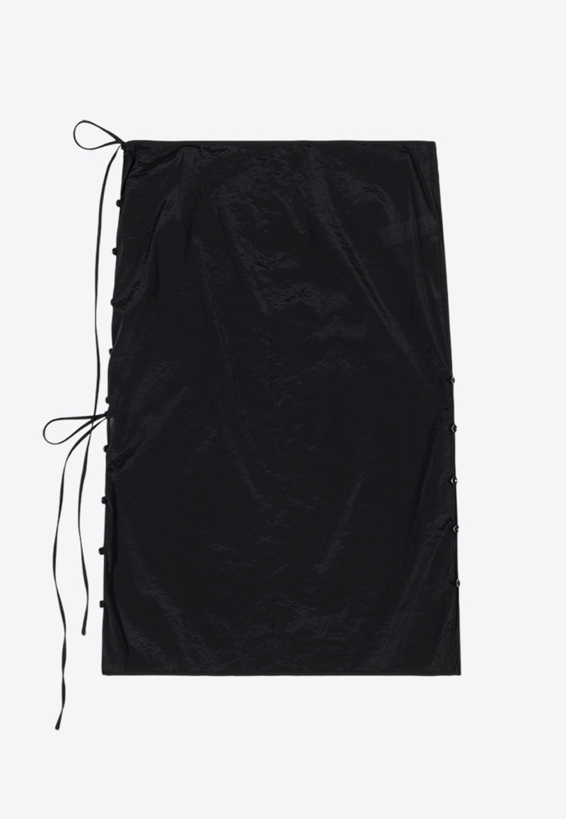 LOW CLASSIC See-Through Button Loop Midi Skirt Black LW251SK07BK_BLACK
