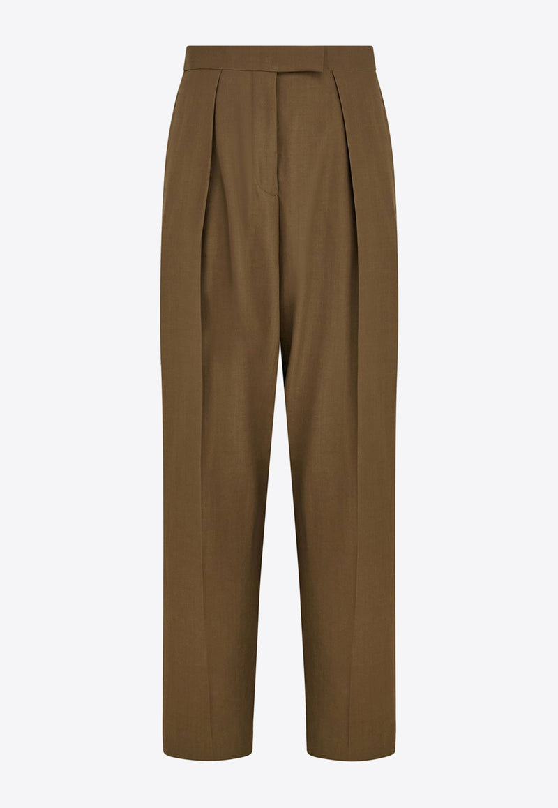 Ferragamo Tailored Straight-Leg Pants Green 13G870 P 782662 LEAD GREEN