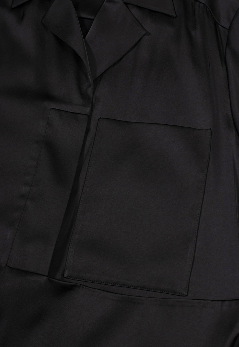 LOW CLASSIC Wrap-Style Satin Shirt Black LW251BL02BK_BLACK