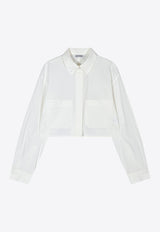 LOW CLASSIC Long-Sleeved Cropped Shirt White LW251SH04WH_WHITE