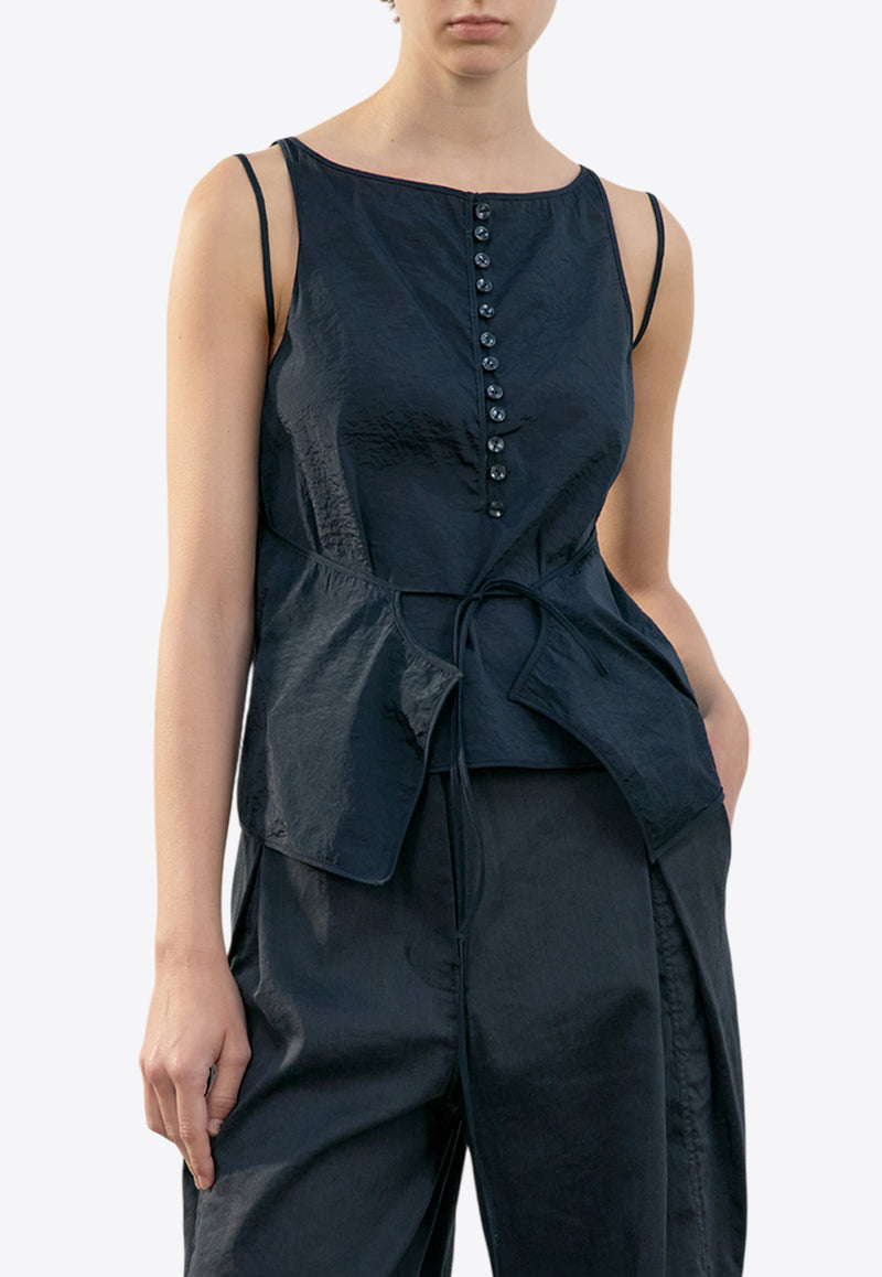 LOW CLASSIC See-Through Button Loop Sleeveless Top Black LW251BL09BK_BLACK