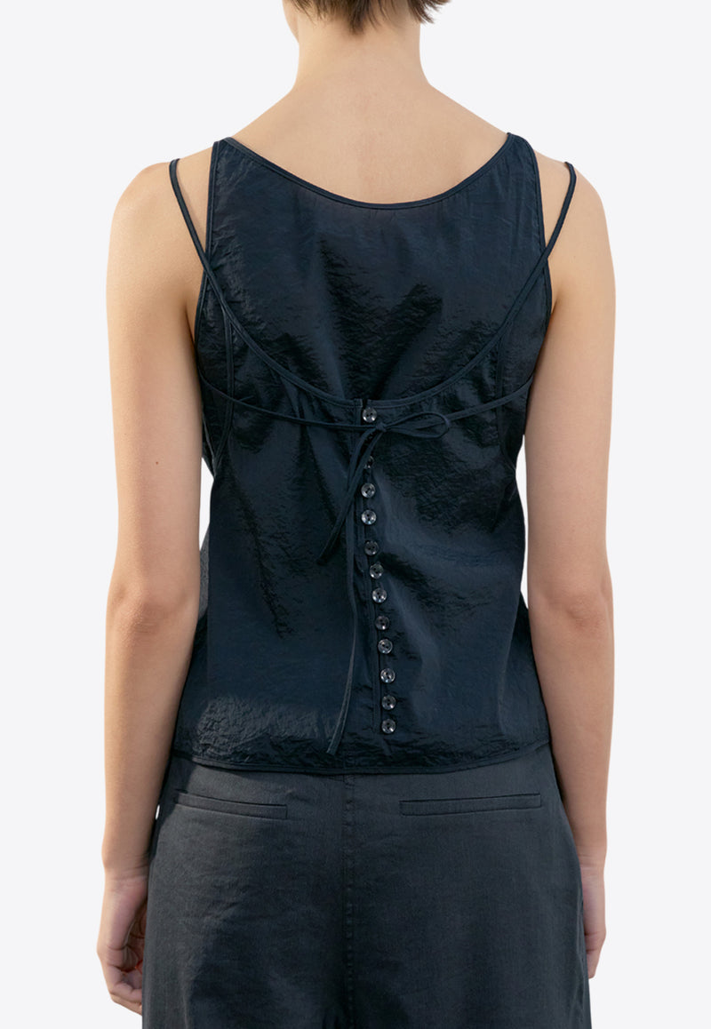 LOW CLASSIC See-Through Button Loop Sleeveless Top Black LW251BL09BK_BLACK