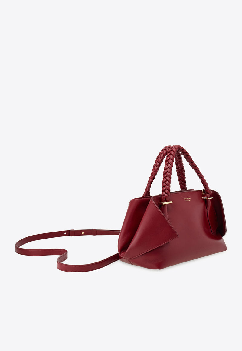 Ferragamo Medium Folded Leather Top Handle Bag Bordeaux 219865 SCARF TH S 781030 BORGOGNA