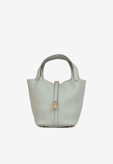 Picotin Lock 22 Bag in Bleu Glacier Clemence with Gold Hardware