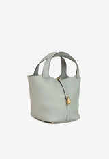 Picotin Lock 22 Bag in Bleu Glacier Clemence with Gold Hardware