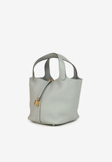 Picotin Lock 22 Bag in Bleu Glacier Clemence with Gold Hardware