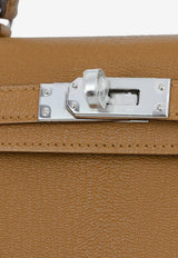 Mini Kelly Verso in Caramel Chevre and Cacao with Palladium Hardware