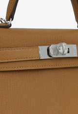 Mini Kelly Verso in Caramel Chevre and Cacao with Palladium Hardware