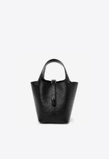 Micro Picotin Lock 14 in Black Ostrich with Palladium Hardware