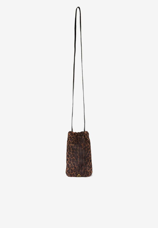 Jérôme Dreyfuss Gordi Leopard Print Phone Holder Brown 46GORDIMOBCR_Imprimé Léopard Naturel