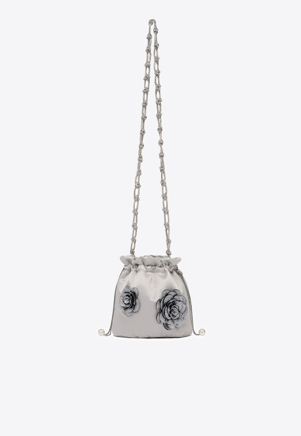 Rosantica Selene Ninfa Floral Satin Crossbody Bag Gray B18014_GREY MULTI