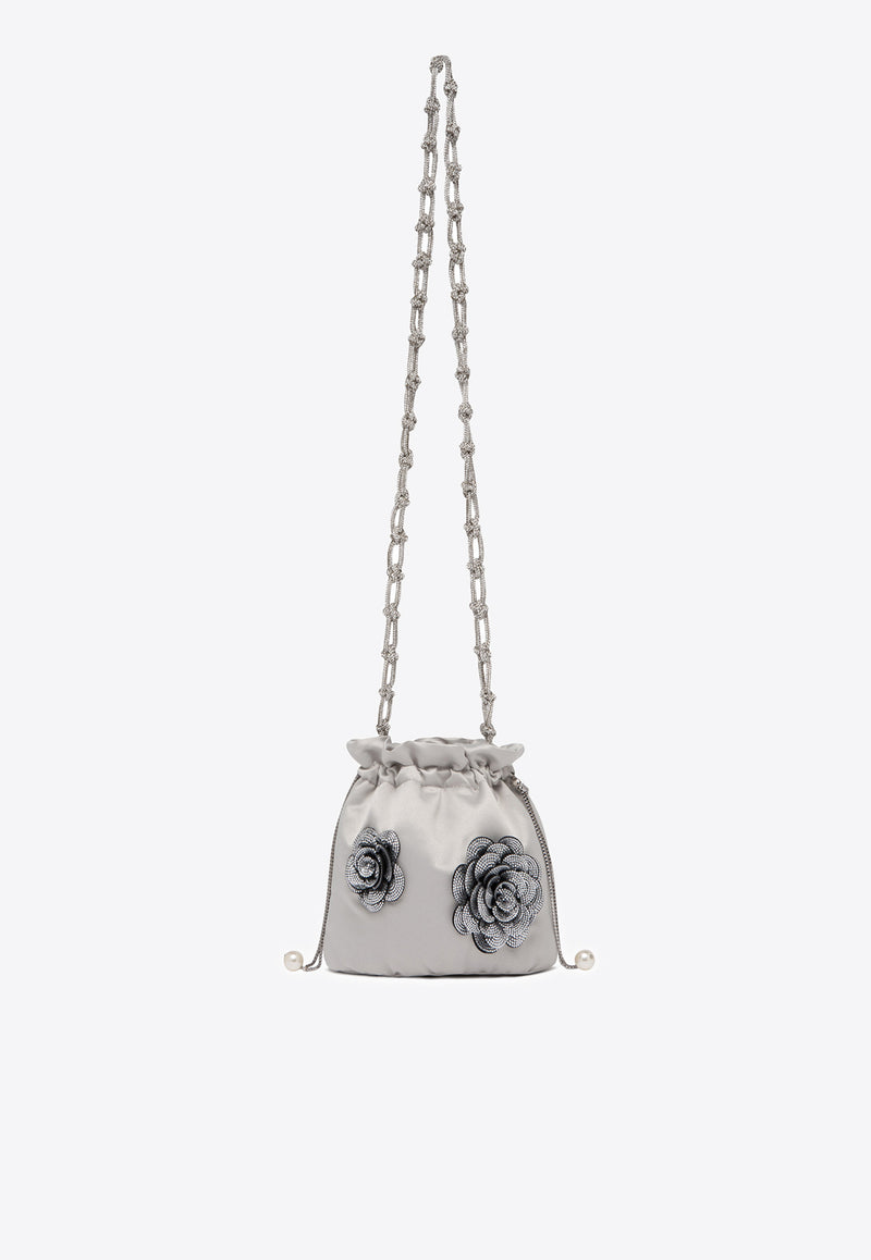 Rosantica Selene Ninfa Floral Satin Crossbody Bag Gray B18014_GREY MULTI