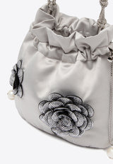 Rosantica Selene Ninfa Floral Satin Crossbody Bag Gray B18014_GREY MULTI