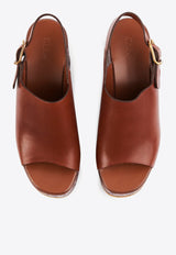 Chloé Maxime 80 Leather Wedge Sandals Brown CHC25U10GLU27T Ginger Brown