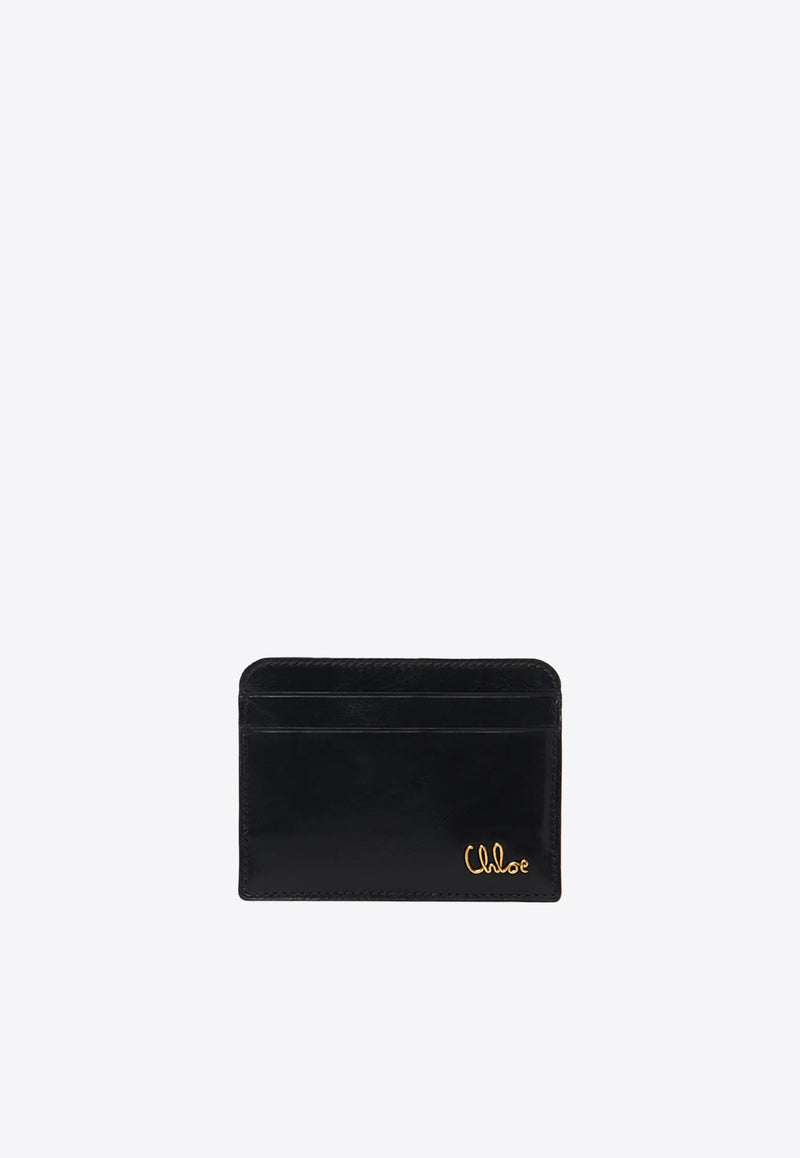 Chloé Iconic Logo Shiny Leather Cardholder Black CH25SP480O16001 BLACK