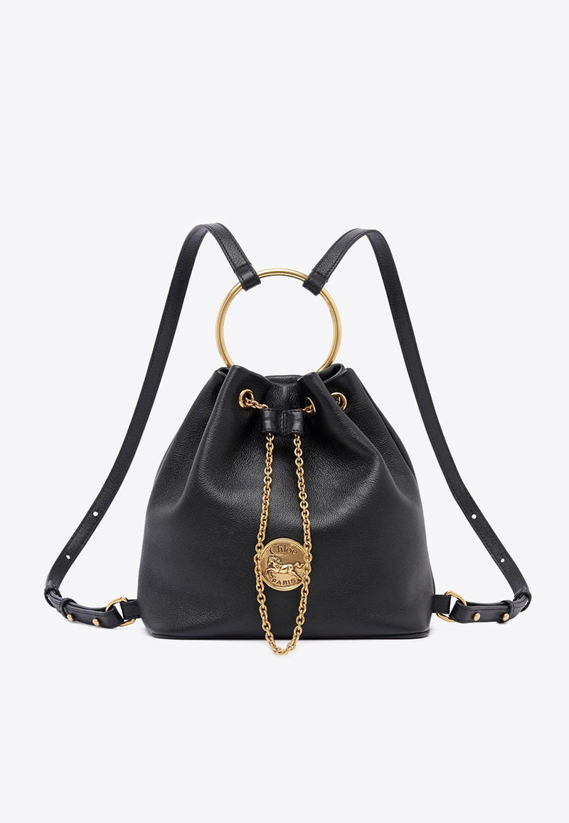 Chloé Small Bracelet Leather Backpack Black CH25US774O37001 Black