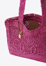 Chloé Summer Banana Woven-Raffia Tote Bag Fuchsia CH25US901P086P1 Fuchsia Rose