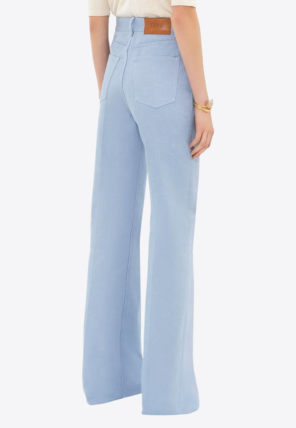 Chloé High-Rise Flared Denim Pants Blue CH25UDP03252469 Shady Blue