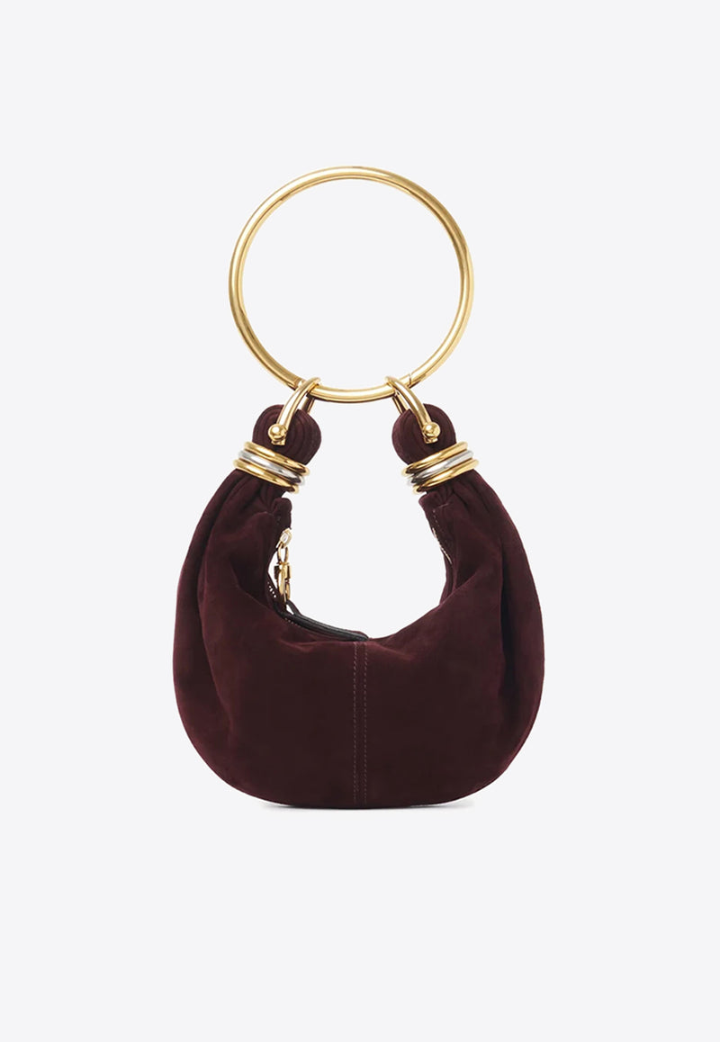 Chloé Mini Bracelet Suede Hobo Bag Bordeaux CH25US623P5755P Deep Violine