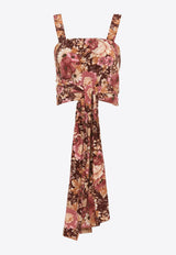 Chloé Rose Print Front-Tie Sleeveless Top Multicolor CH25UHT254926BI Maroon Pink