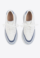Chloé Nama Low-Top Wedge Sneakers White CHC24A02IMS44J Ashes Blue