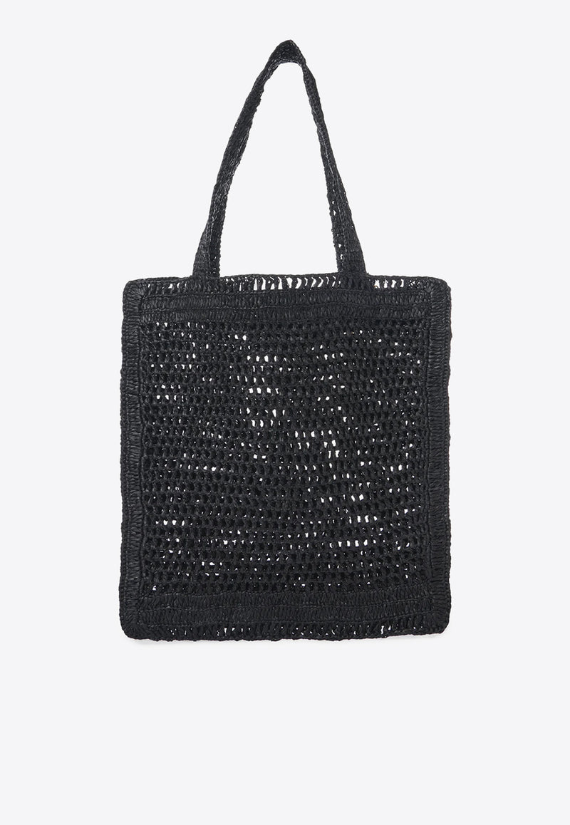 Chloé Summer Banana Woven-Raffia Tote Bag Black CH25US901P08001 BLACK