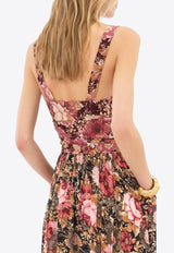 Chloé Rose Print Front-Tie Sleeveless Top Multicolor CH25UHT254926BI Maroon Pink