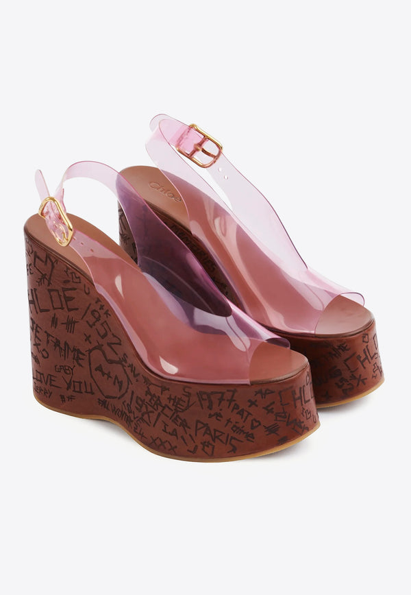 Chloé Maxime 130 Plexi Wedge Sandals Pink CHC25U09ZRT6V7 Pink Fizz