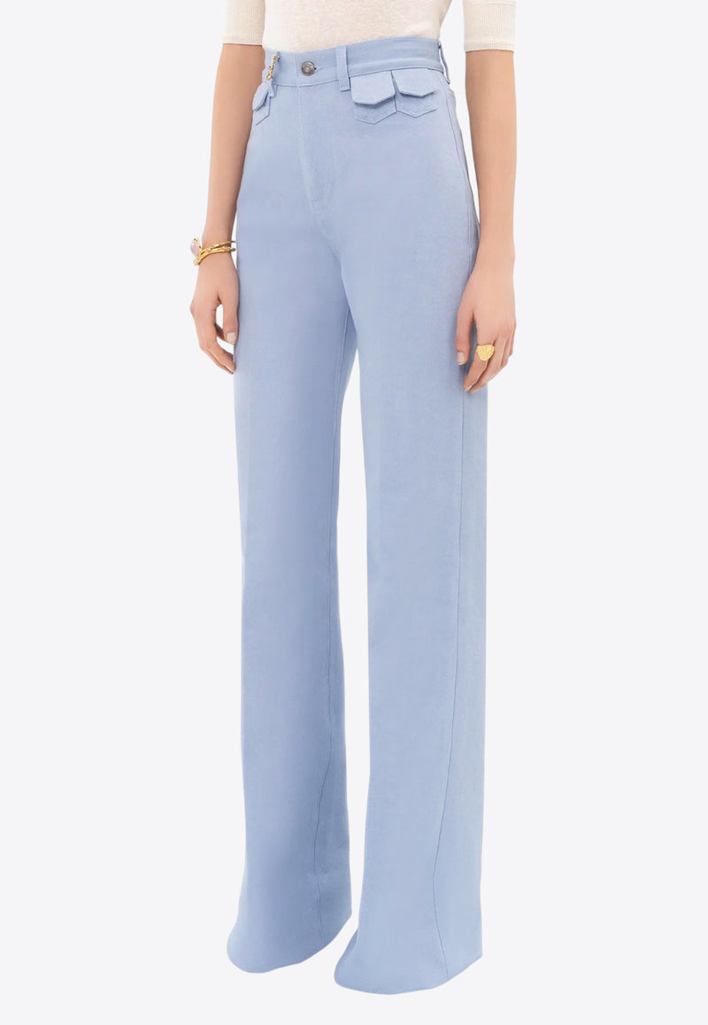 Chloé High-Rise Flared Denim Pants Blue CH25UDP03252469 Shady Blue