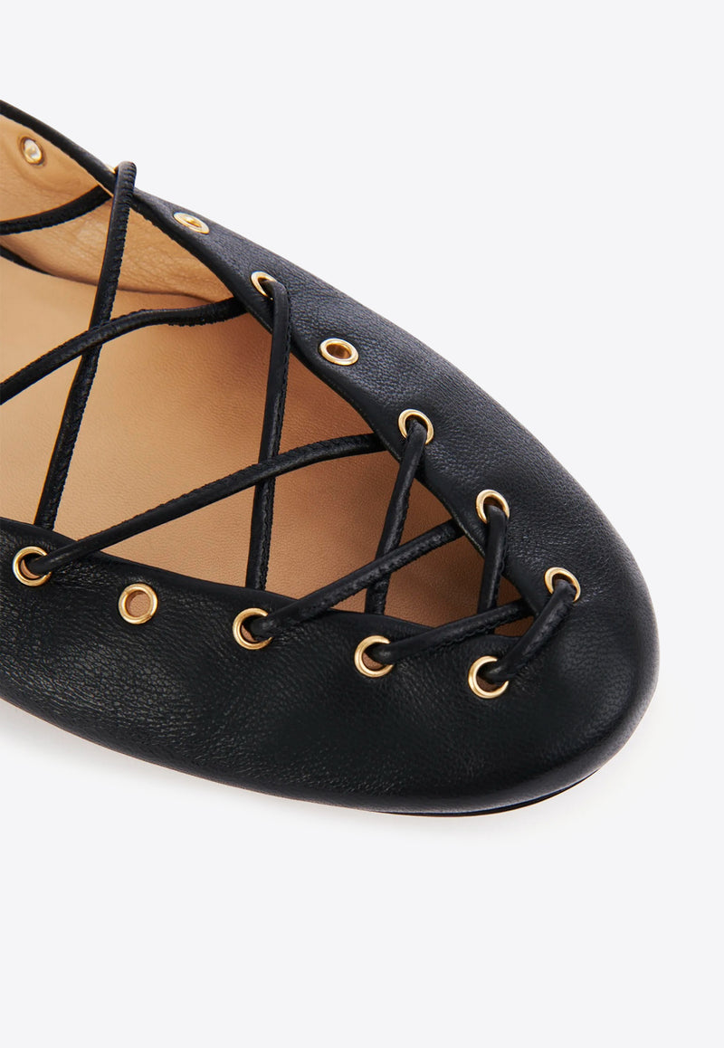 Chloé Ghillies Lace-Up Ballet Flats Black CHC25U10BRI001 Black