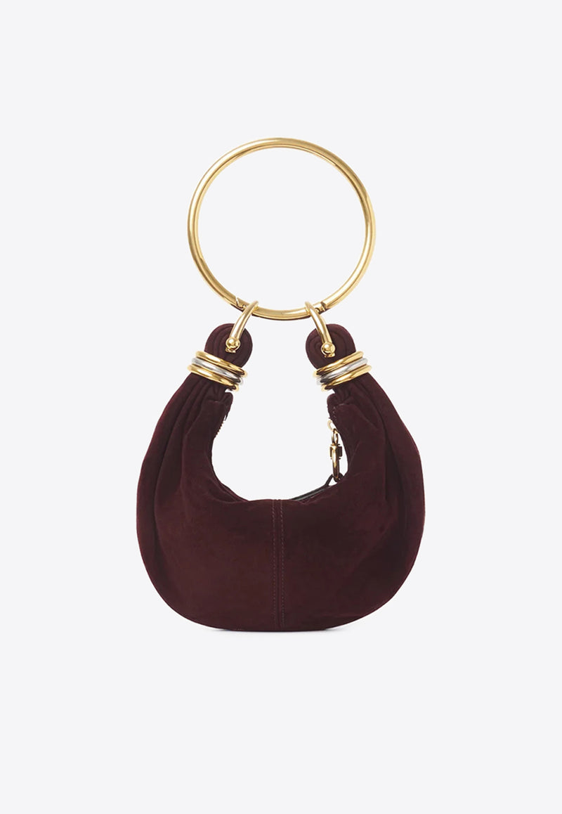Chloé Mini Bracelet Suede Hobo Bag Bordeaux CH25US623P5755P Deep Violine