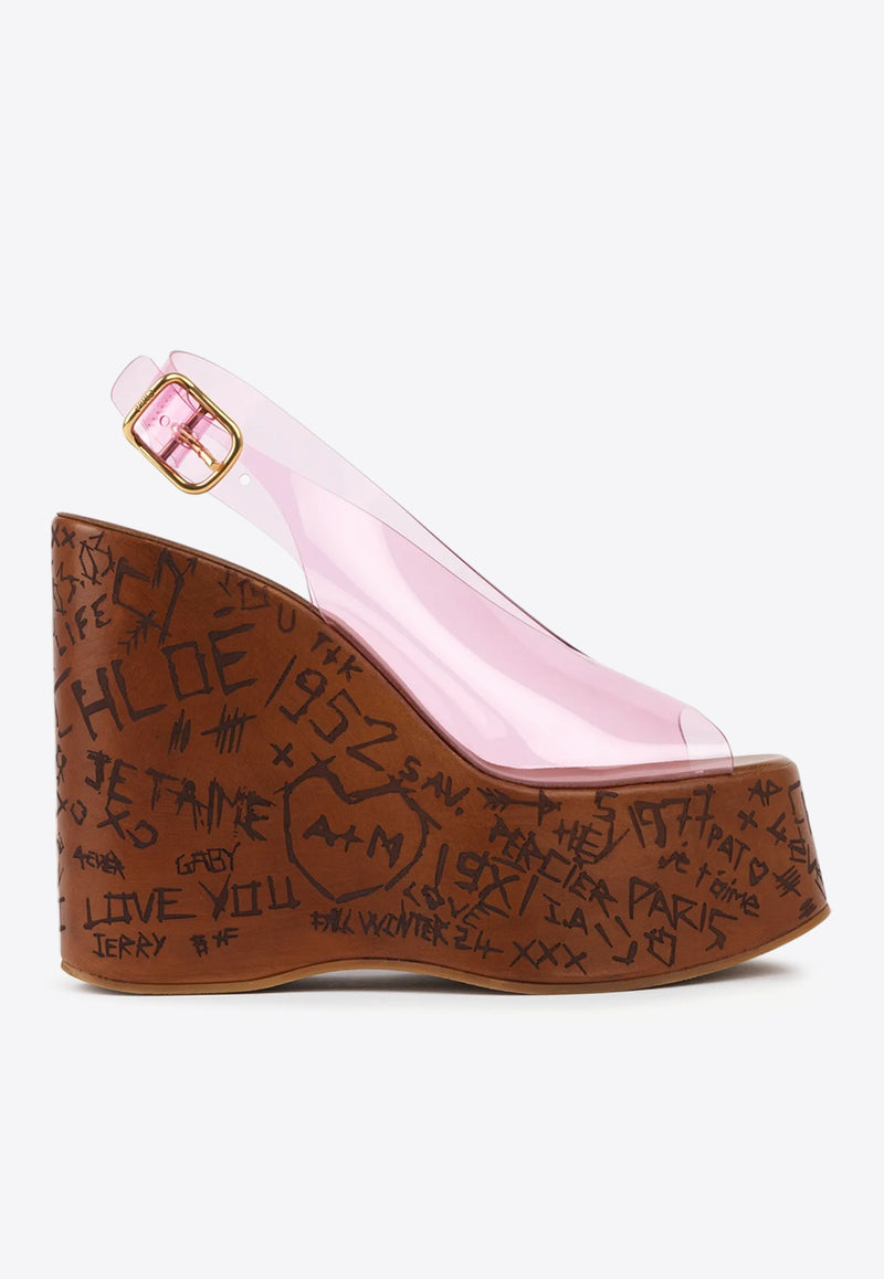 Chloé Maxime 130 Plexi Wedge Sandals Pink CHC25U09ZRT6V7 Pink Fizz