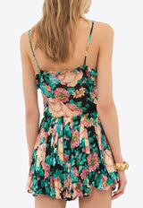 Chloé Bouquet Print Ruched Silk Top Multicolor CH25UHT18464001 Black