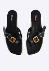 Chloé Mae Knotted-Strap Leather Thong Sandals Black CHC25S08OQJ001 Black